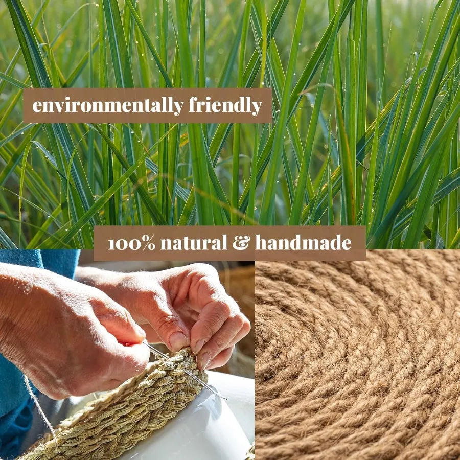 Round Woven Placemats Set of 6 Handmade Natural Wicker Placemats for Holiday Wedding Home Slip Heat Resistant Rattan Chargers f