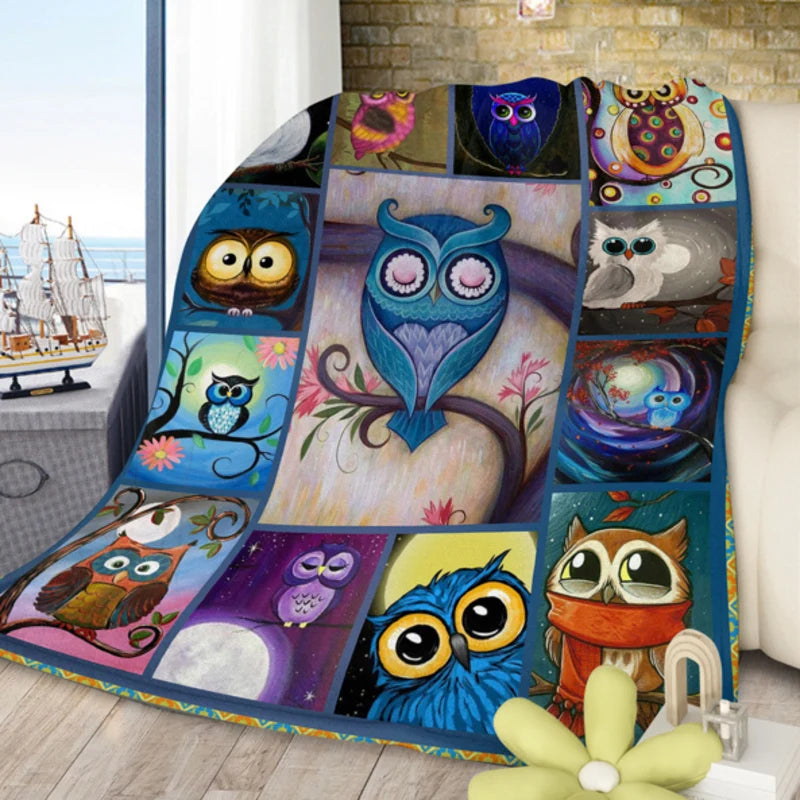 Owl Blanket Cute Blankets Soft Warm Throw Blanket Owl Gifts for Owl Lovers Machine Wash Air Conditioning Blankets for Bed Sofa