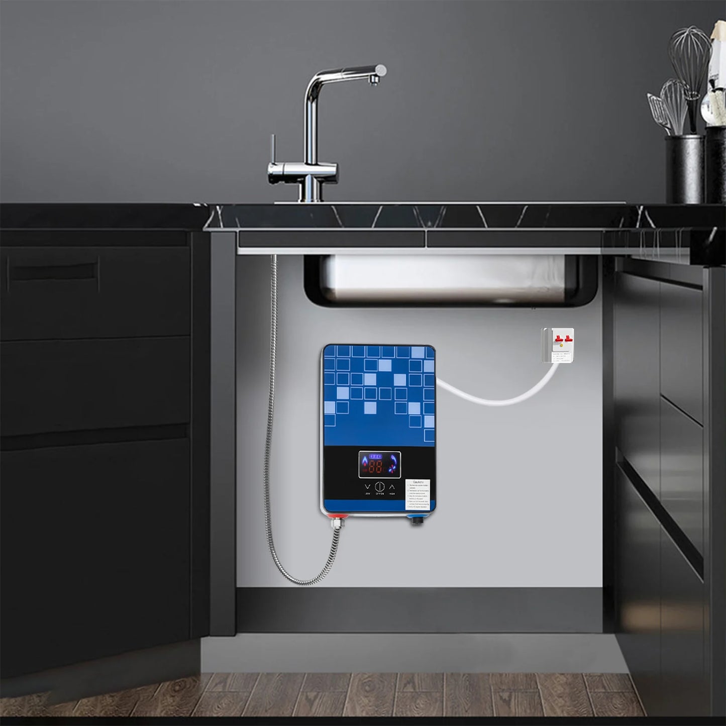 Tankless Electric Hot Water Heater 4500W 110V Instant Water Heater On Demand Bath Shower with LED Screen Display for Bathroom
