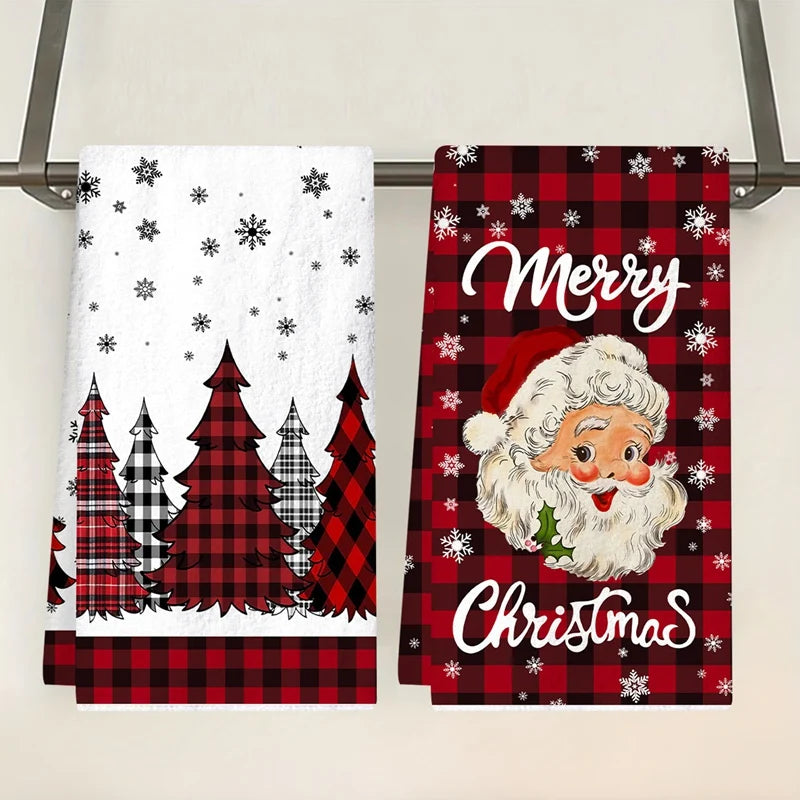 2pcs Christmas Kitchen Towels Merry Christmas Party Decoration 2025 Xmas Santa Claus Dish Towel Navidad Natal New Year Gift 2026
