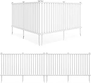 Picket Fence 4 Panels, 80''W x 37.5''H Decorative Outdoor Garden Fence, 320'' Total Length, Freestanding PVC Vinyl Fence for Ya