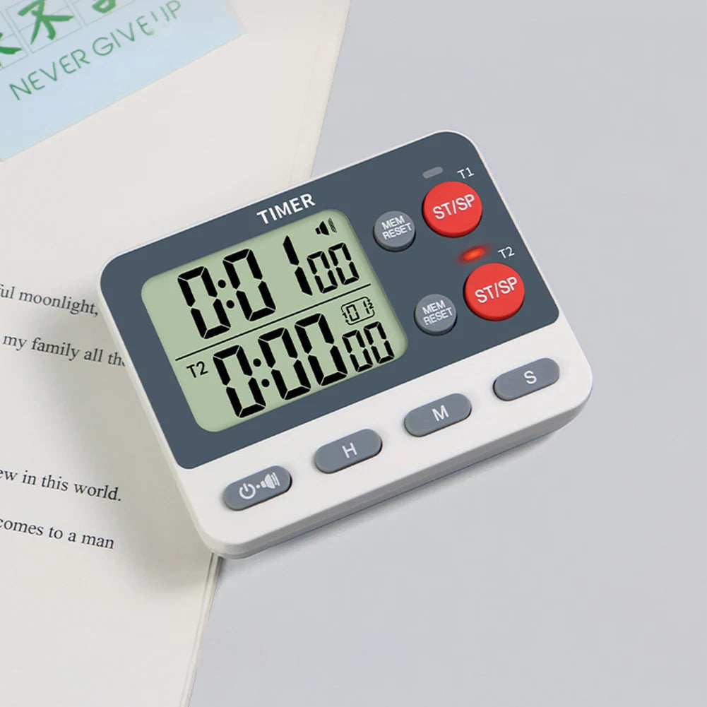3 Channel Timer Multifunctional Count UP/Down Timer with Memory Function Cooking Timer Portable for Kitchen Cooking