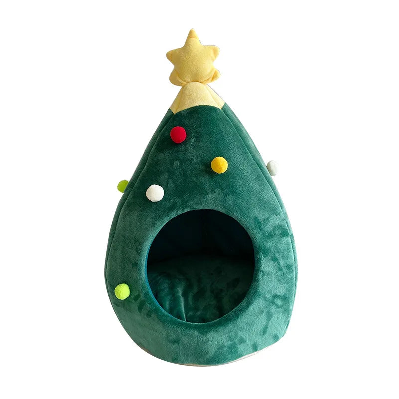 New Christmas tree cat nest dog Nest winter warm pet Nest winter cat house pet supplies Teddy pet bed Pink dog bed Dog pee Puppy