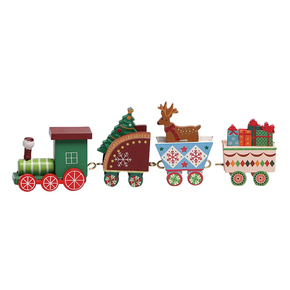 Christmas Wooden Mini Train Decor Set Christmas Train Ornament Toys Xmas Table Top Ornament Christmas Decorations Gift