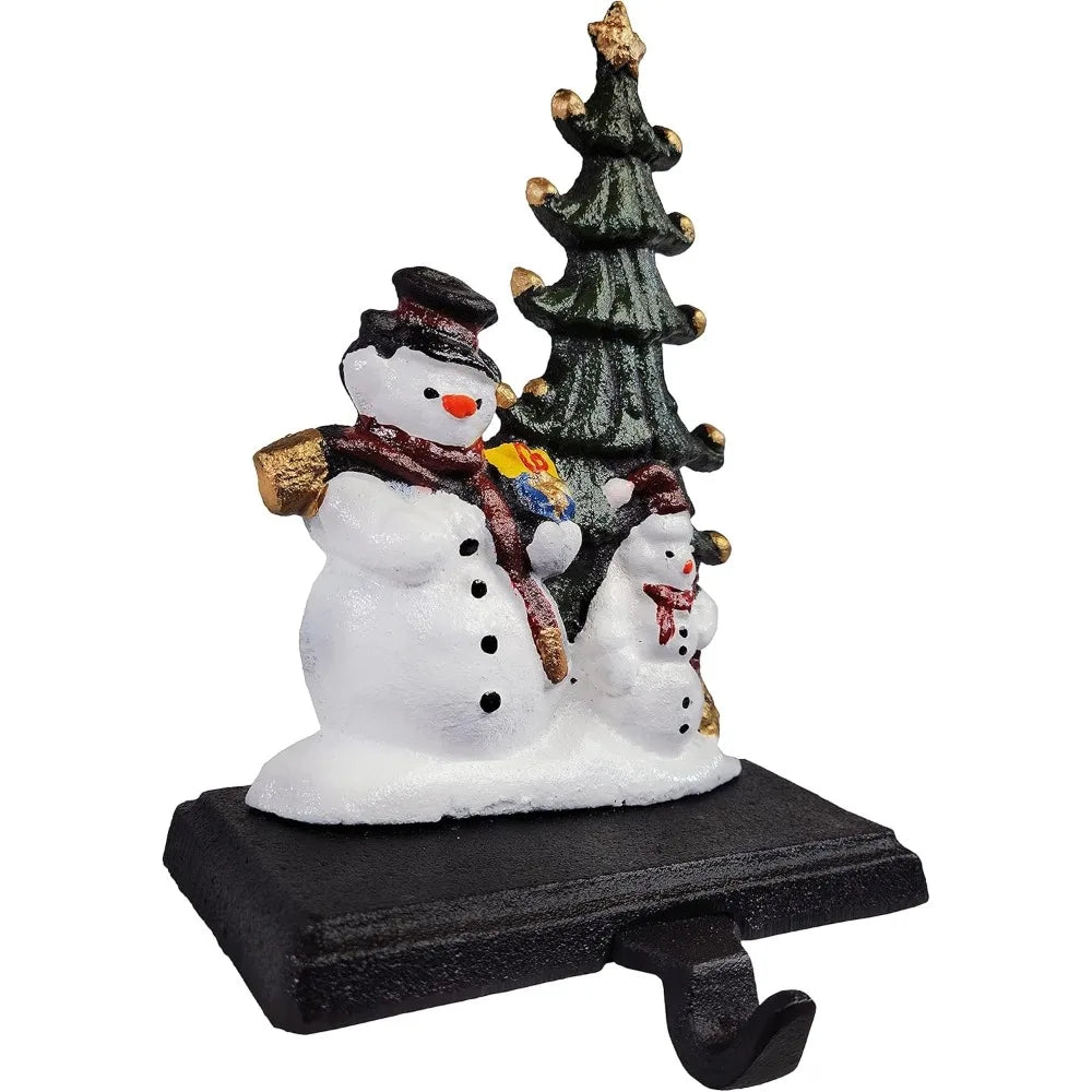 Lulu Decor, Cast Iron Christmas Stocking Holder, Sleigh with Deer, Santa's Gift Sleigh, Holiday Home & Snowman with Festive Chee