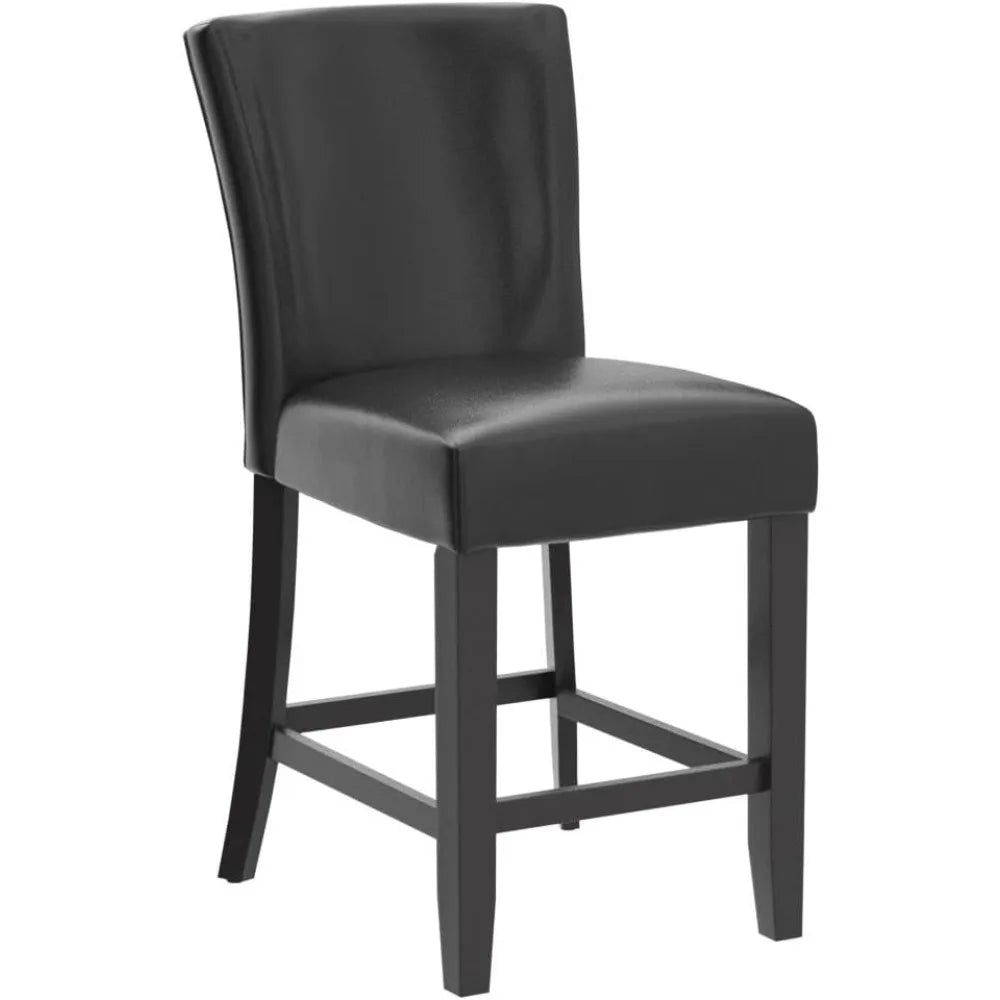 Counter Bar Stools Set of 2,24 inch Seat Height Faux Leather Kitchen Barstools with High Backrest,Armless Upholstered Bar Chairs