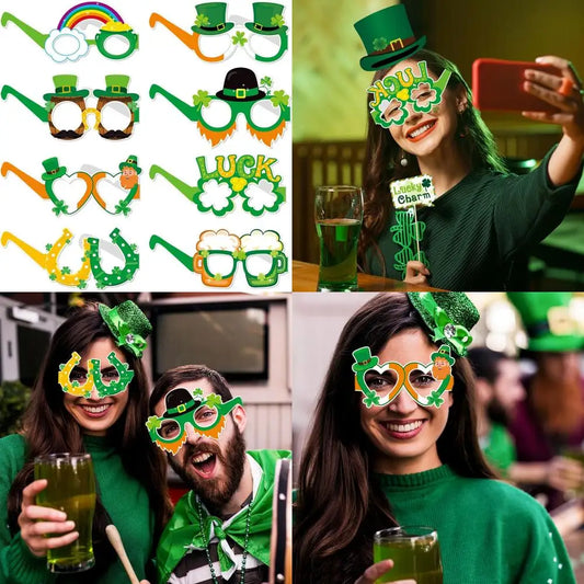 St-Saint Patricks-Day Decorations Photo-Booth Props - 16pcs Funny Glasses St. Patrick's Irish Photography Props,Spring Shamrock