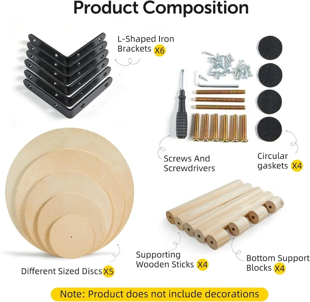 5.15Ft Christmas Tree, 5 Tier Christmas Tree with Shelves-Wooden Christmas Village Tree, DIY Holiday Xmas Trees Display Shelves