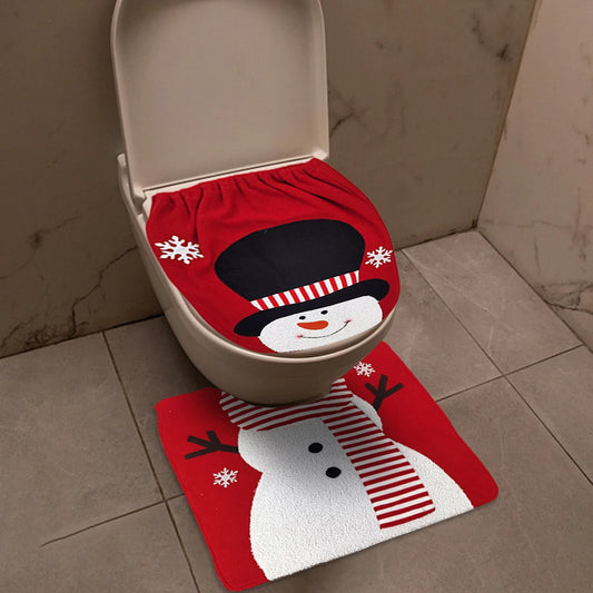 Christmas Toilet Cover Set Deer Toilet Cover Soft Snowman Toilet Cover Christmas Bathroom Decor Toilet Seat Cover and Rug Set