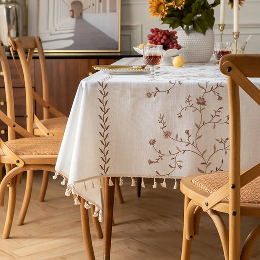 Modern Minimalist White Tablecloth, INS Style Cotton Linen Fabric, Fresh Rectangular Waterproof Dining/Desk Cover