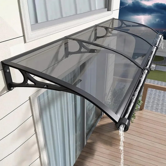 Awning for Door Entrance, Awnings for Doors, Polycarbonate Cover Outdoor Front Door Patio UV/Rain/Snow Protection
