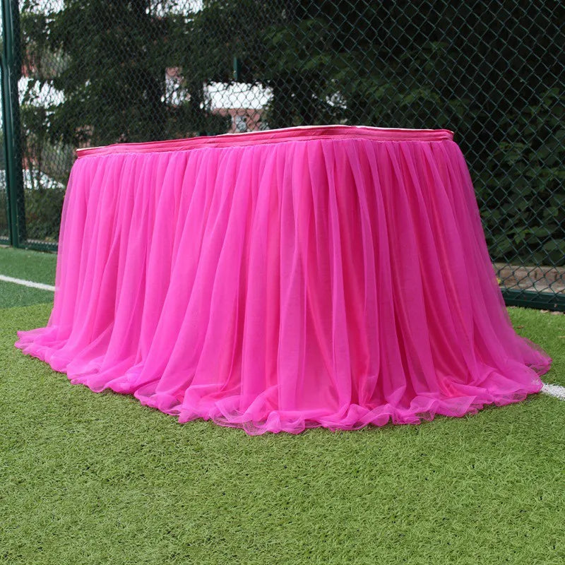 Tulle Table Skirts for Rectangle Round Tables Tutu Tablecloth Cover for Baby Shower Birthday Party Wedding Cake Dessert Table