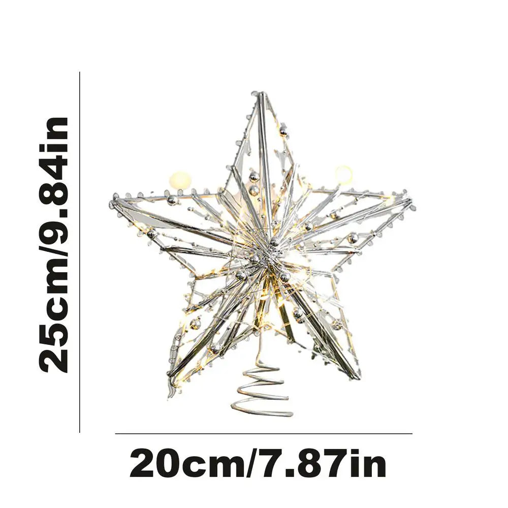 Iron Glitter Powder Christmas Tree Ornaments Top Stars Christmas Decorations For Home Xmas Trees Durable Tree Topper