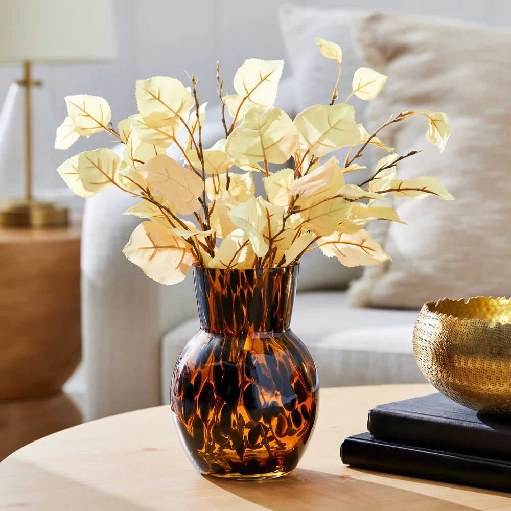 Unique Tortoise Patterned Glass Vase Decorative Home Accent Ideal Floral Arrangements Stylish Table Display Gift Option