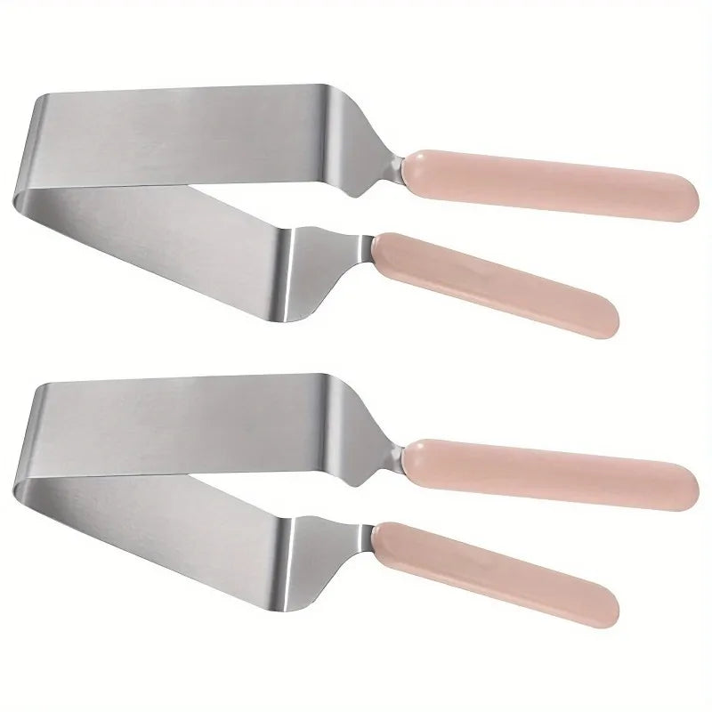 Stainless Steel Cake Lifter Set - Triangle Slicing Server, Layer Separator, and Transfer Tool for Even Portions, Non-Scratch (3-