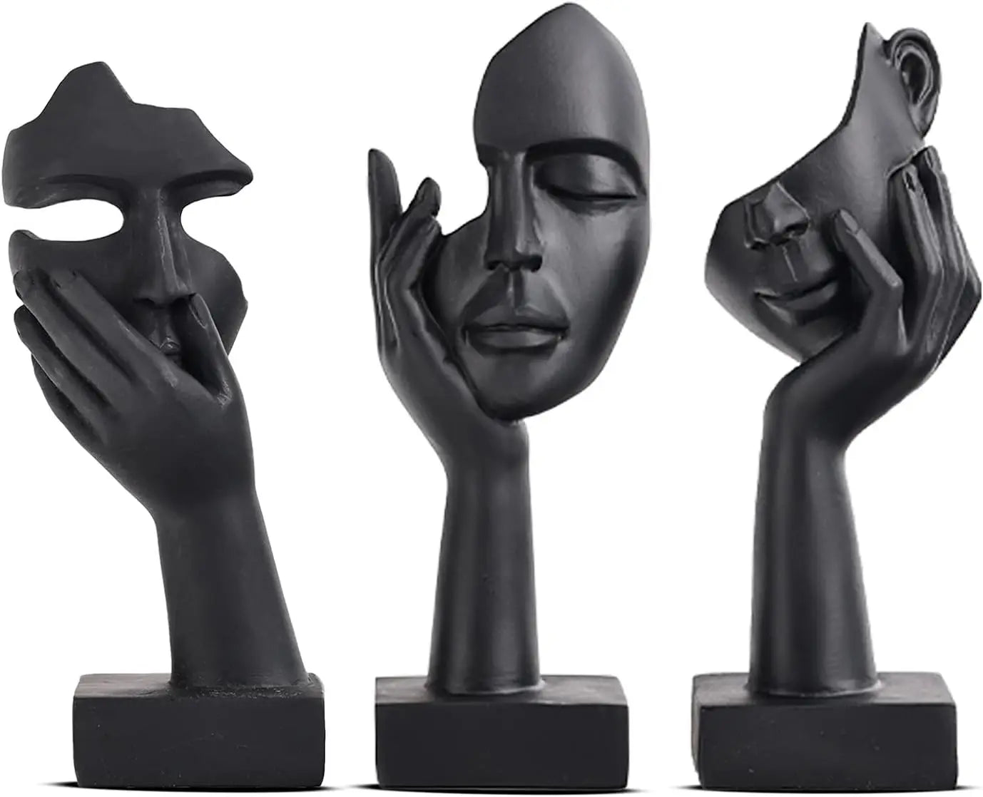 3 Pcs Thinker Small Statue Set - Black Art Abstract Home Accent Figurines for Woman Apartment Counter Decor (3 Pcs Black, 6")