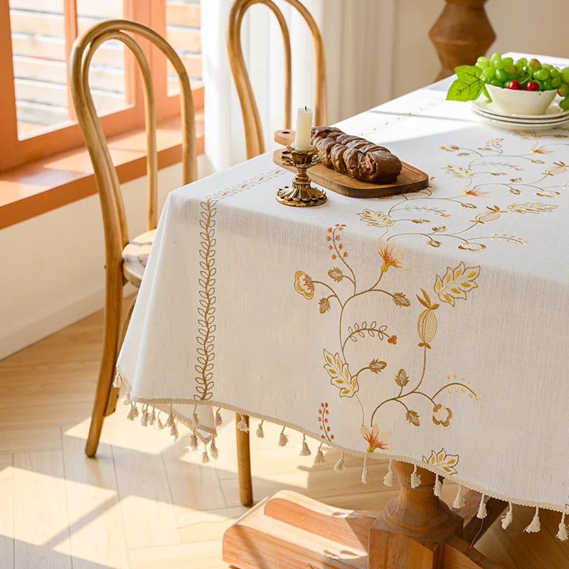 Modern Minimalist White Tablecloth, INS Style Cotton Linen Fabric, Fresh Rectangular Waterproof Dining/Desk Cover