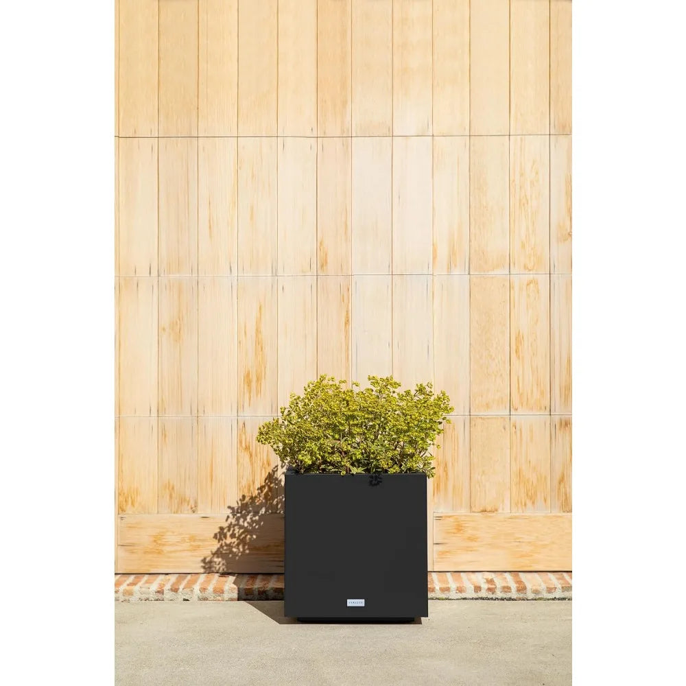 Block Series Cube Plastic Planter - Large Square Planter for Indoor or Outdoor Patio/Garden | Durable All-Weather