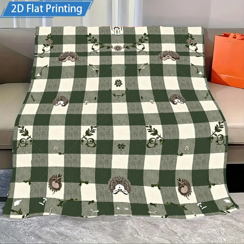 1pc Flannel Blanket Christmas Plaid Patchwork Fleece Blanket Cozy Winter Throw for Home Sofa Bed Decor