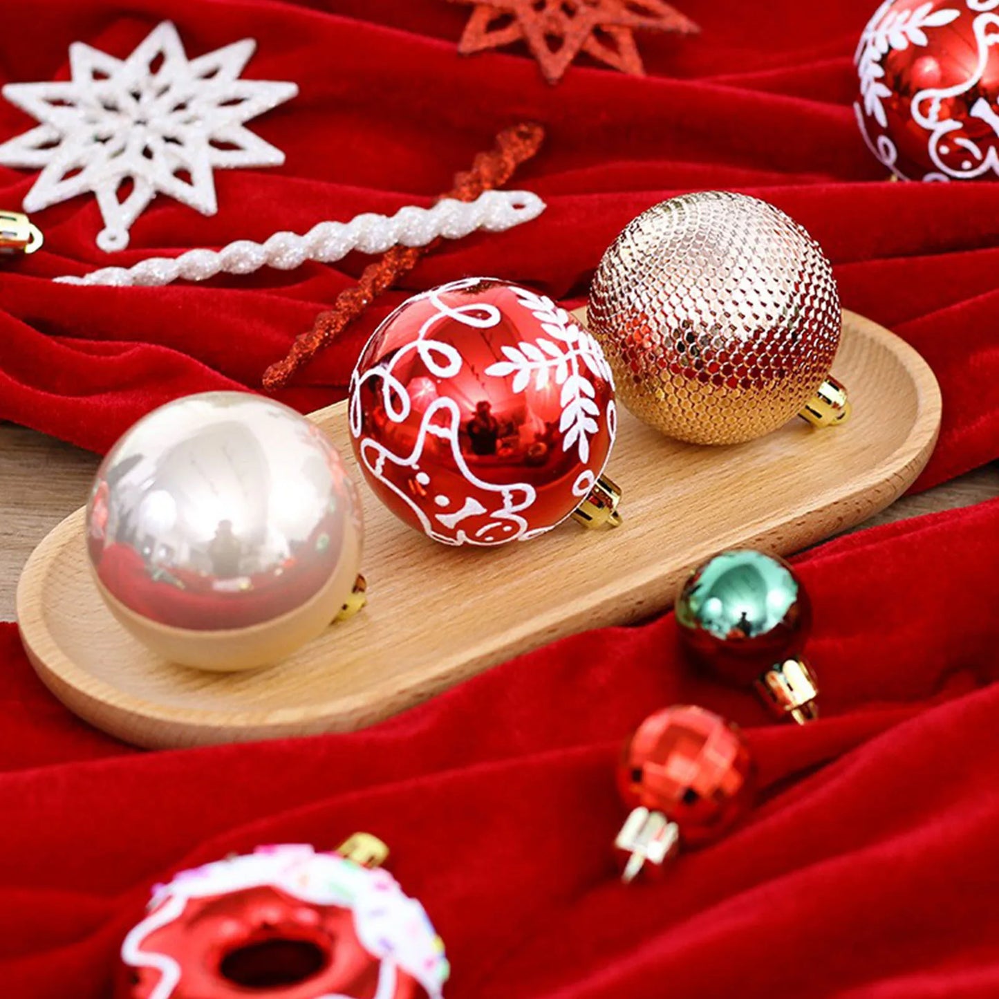 Christmas 45PCS Ball Set Gingerbread Man Painted Design Holiday Festive Tree Hanging Decor Unique Xmas Decor Gift Ornament