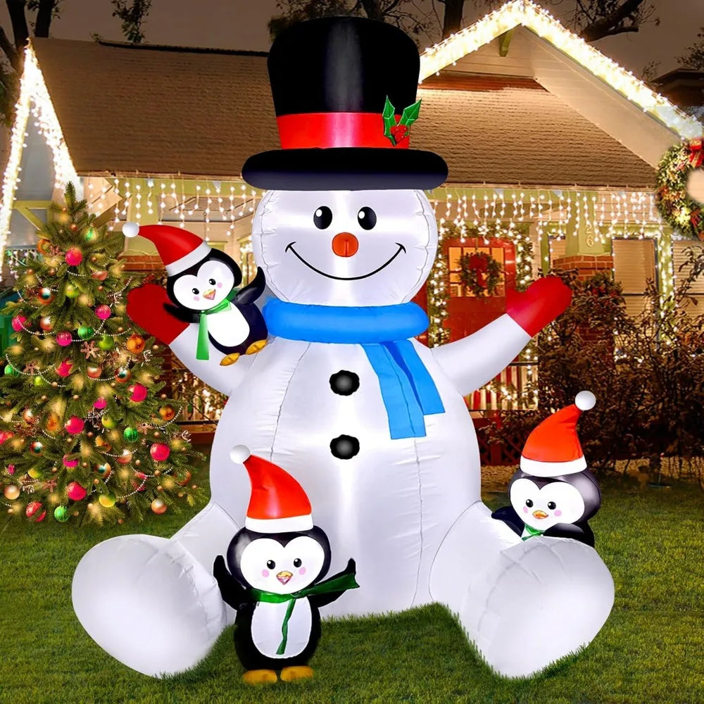 6 FT Christmas Snowman & Penguin Inflatable Blow Ups Outdoor Christmas Decorations with LED Lights for Indoor/Outdoor Yards, Gar