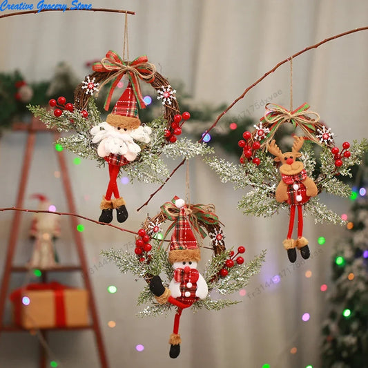 Christmas Wreath Flower Pendant Dead Branches Berries Pine Rattan Wreaths Shopwindow Layout Props Home Indoor Door Decoration