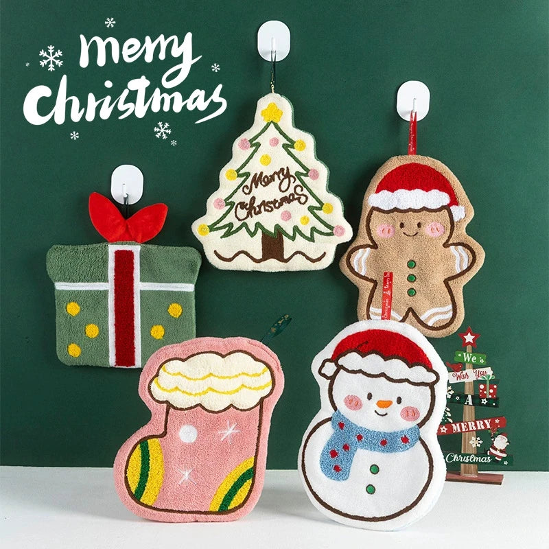 Kitchen Hand Towel Handkerchief Vegetable Hand Towel for Kitchen Bathroom Christmas Hand Towel Gifts Ababsorbent Handtowel 손수건