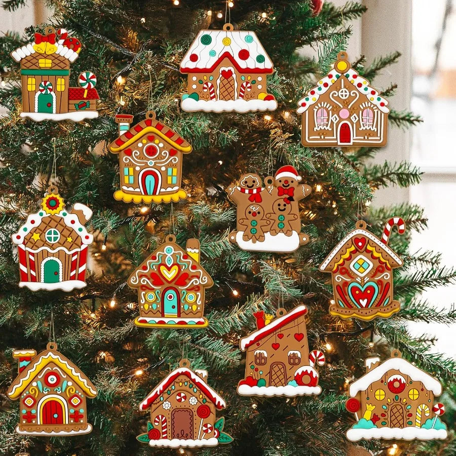 36pcs Gingerbread House Ornaments for Holiday Christmas Tree Decoration Festive Hanging Decorations Ideal for Xmas Home Decor P
