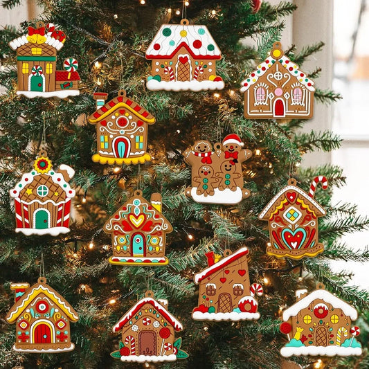 36pcs Gingerbread House Ornaments for Holiday Christmas Tree Decoration Festive Hanging Decorations Ideal for Xmas Home Decor P