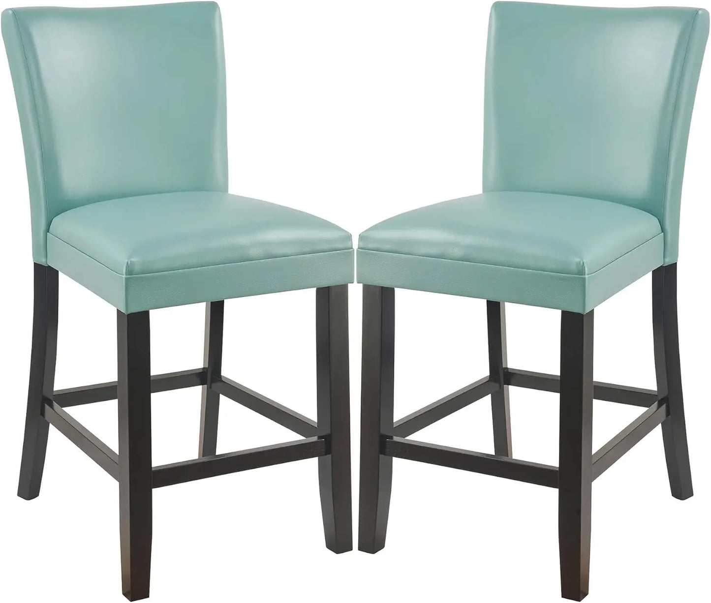 Counter Bar Stools Set of 2,24 inch Seat Height Faux Leather Kitchen Barstools with High Backrest,Armless Upholstered Bar Chairs