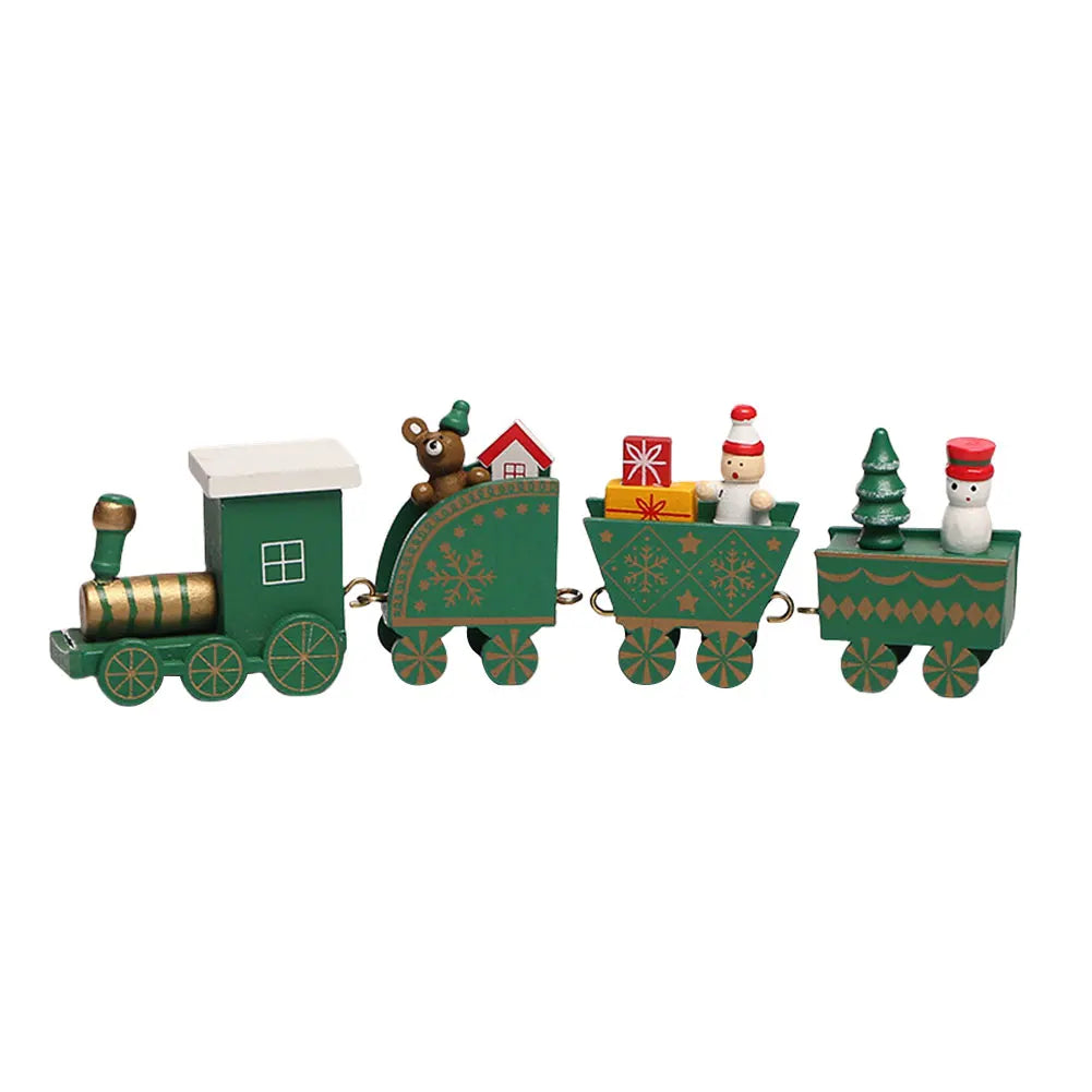 Christmas Wooden Mini Train Decor Set Christmas Train Ornament Toys Xmas Table Top Ornament Christmas Decorations Gift