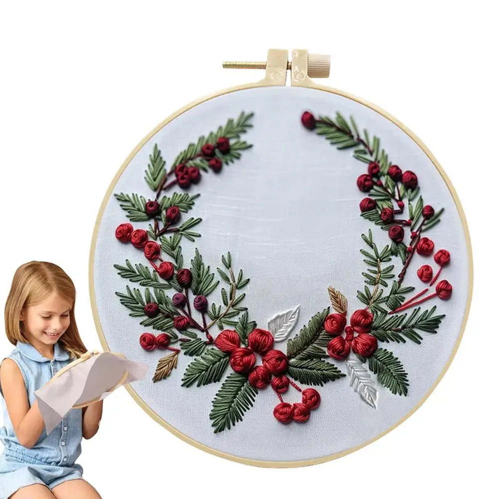 Christmas Embroidery Kit Cotton Linen Embroidery Kits Long-Lasting Design Christmas Embroidery Hand Embroidery Stamped Kits For