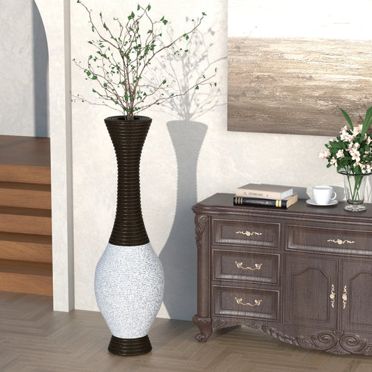 39-Inch Tall Standing Designer Floor Vase Durable Artificial Rattan Elegant Tone Dark Brown Finish Ideal Decor Accent