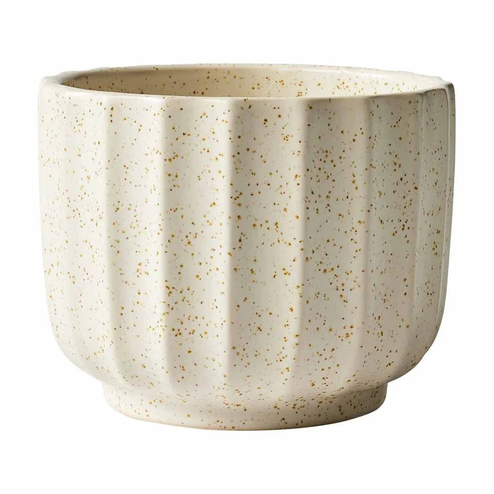 Ribbed Ceramic Vase Pot Indoor Plants Flowers Elegant Home Decor Any Room 4.5 Inch Cream White Durable Decor Accent