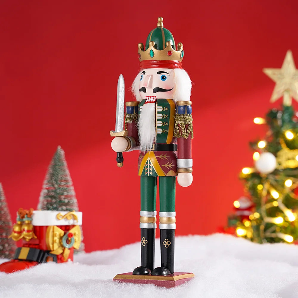 Christmas Nutcracker Soldier Puppet 30cm Handmade Craft Doll Office Desktop Decoration Children's Gift