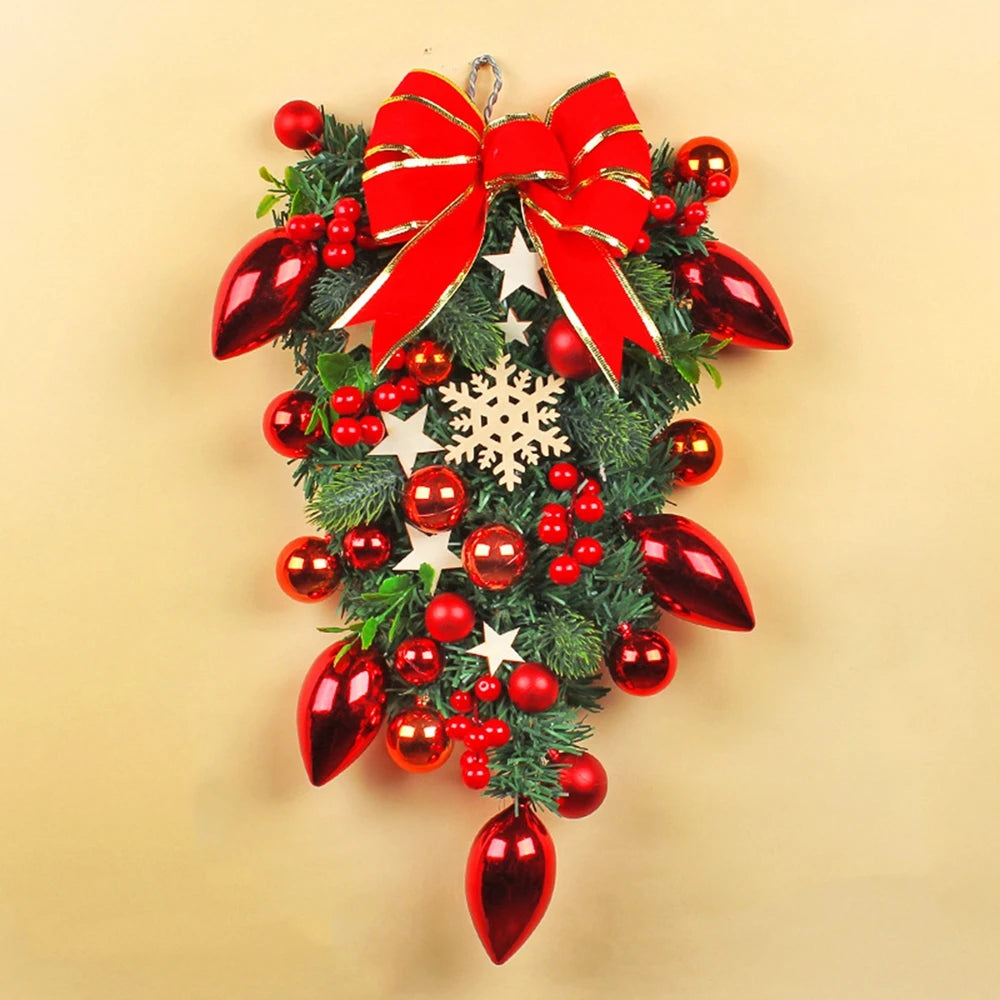 Christmas Ball Wreath Artificial Pine Cones Berry Garland for Front Door Wall Decor 2025 Christmas Wreath New Year Decorations
