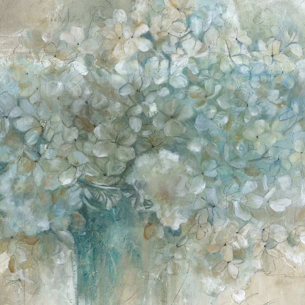 Muted Hydrangeas Floral Canvas Print 15.5 Inch Wall Art Home Decor Easy Mount Living Room Bedroom Bathroom