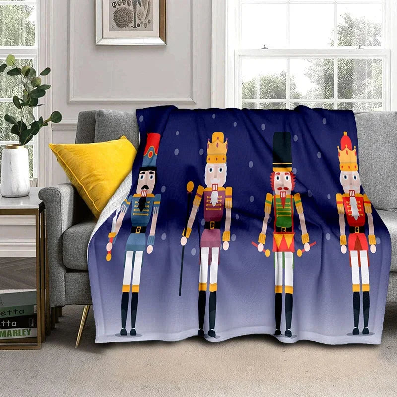 Nutcracker Christmas Tree Cartoon Blanket,Soft Throw Blanket for Home Bedroom Bed Sofa Picnic Travel Office Cover Blanket Kids