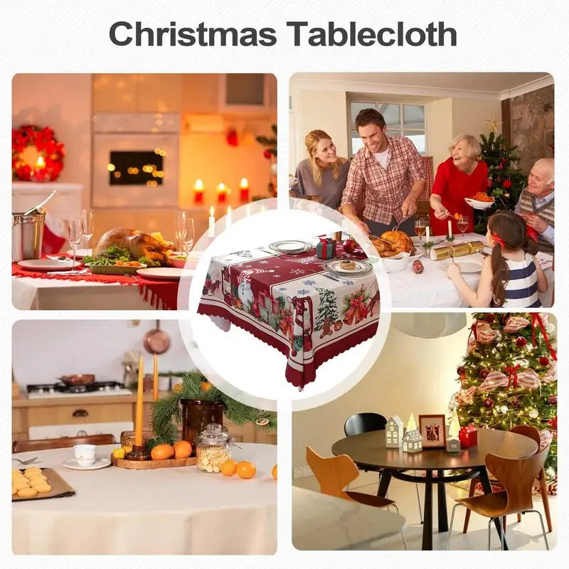 Christmas Runner For Table Merry Christmas Red Snowman Table Cloth 59x79in Waterproof Holiday Decor Dining Table Kitchen