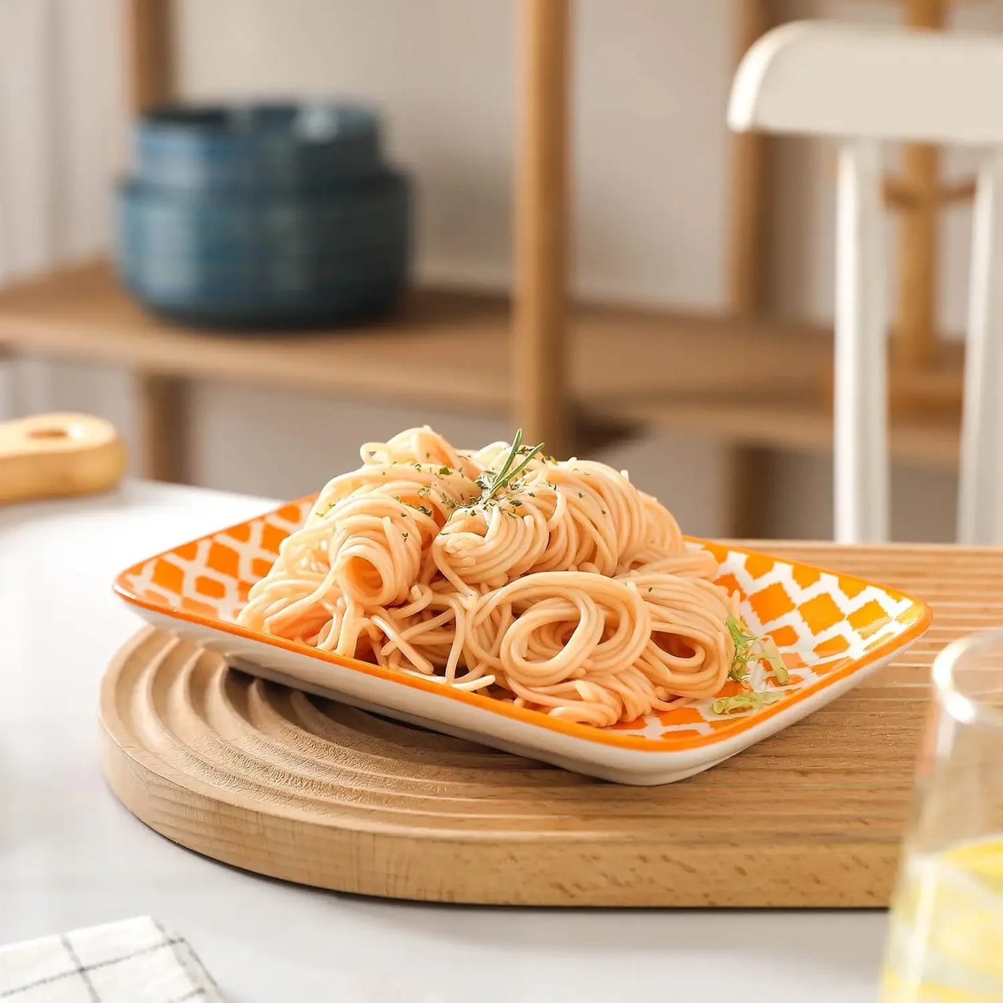 Ceramic 9.5 Inch Large Rectangular Salad Plates, Dinner Plates, Pasta Dessert Plates Serving Platters and Trays for Appetizer