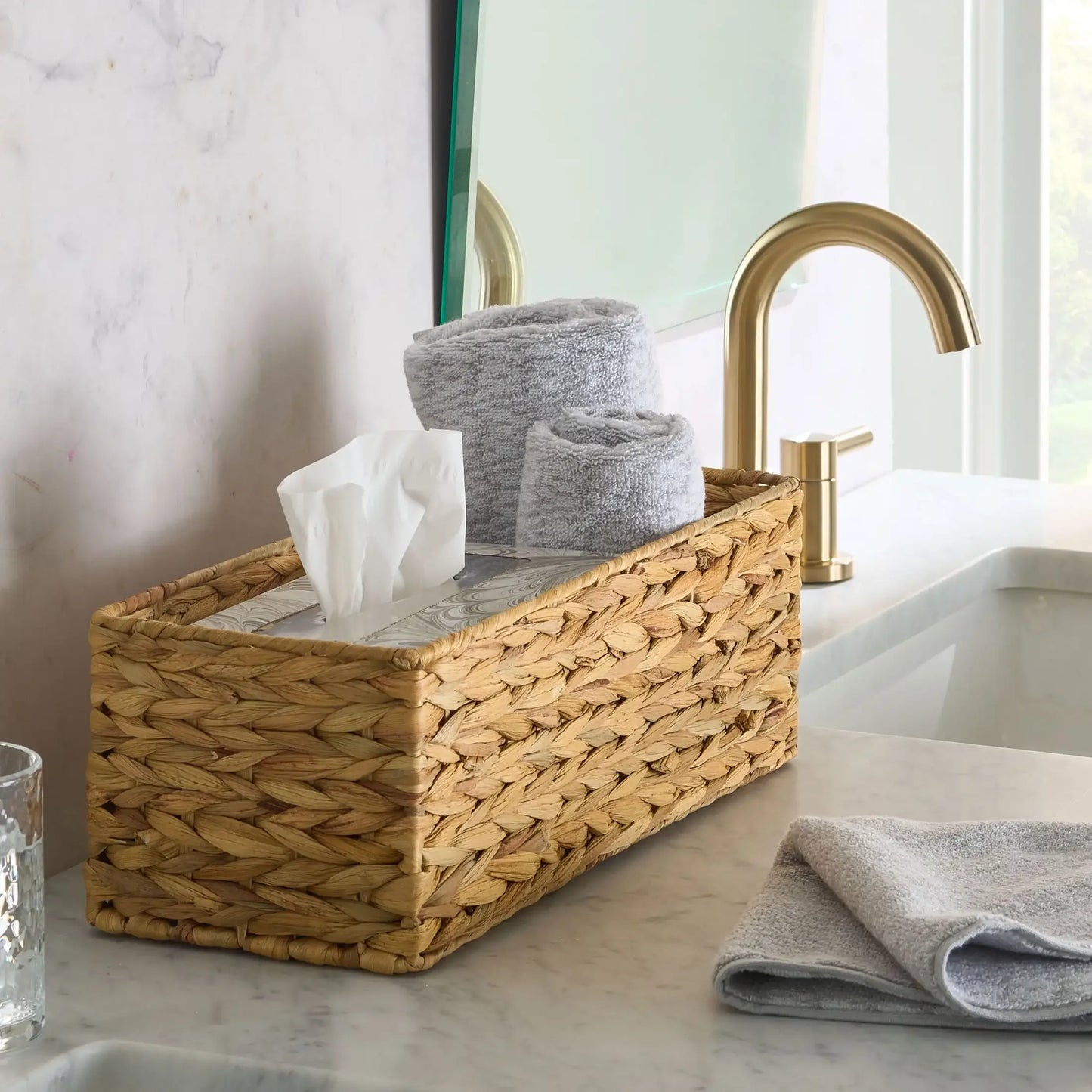 Brown Hyacinth Basket 4-Pack | Bathroom & Pantry Storage Organizer | Home Decor