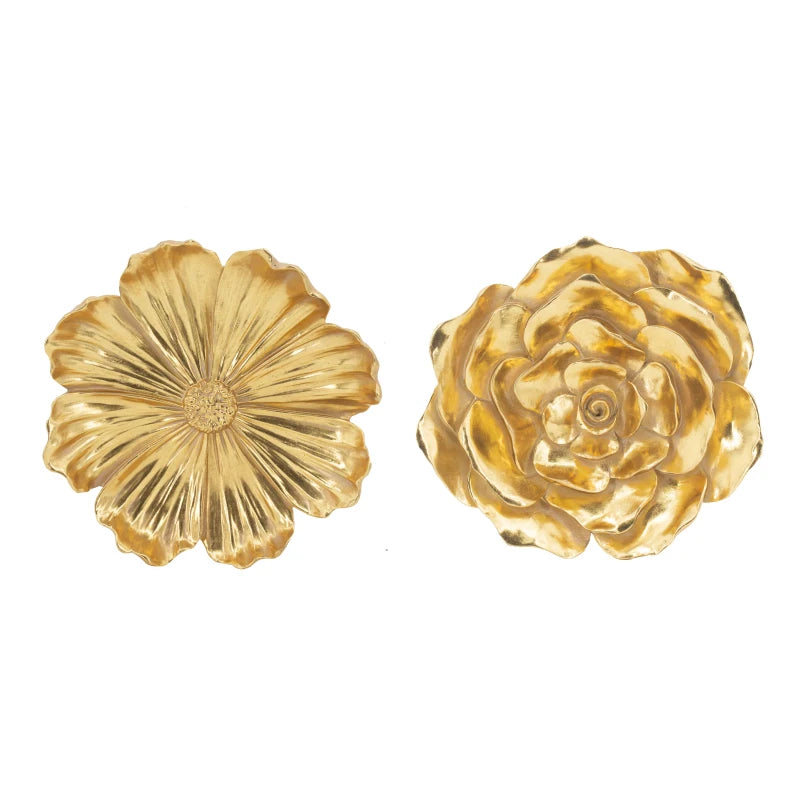 S/2 Gold Rose Hanging Wall Accents
