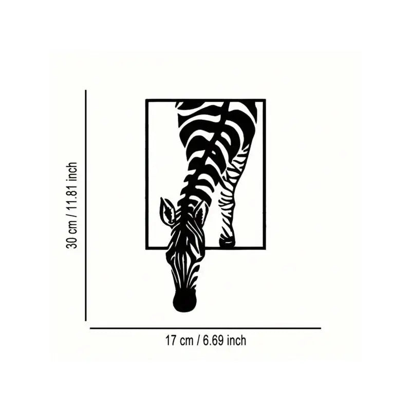 Minimalist Zebra Metal Wall Art, Handmade Iron Stripe Decor, Modern Black & White Animal Patterns for Home, Office, Coffee