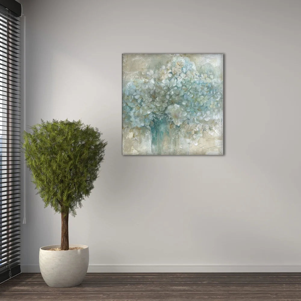 Muted Hydrangeas Floral Canvas Print 15.5 Inch Wall Art Home Decor Easy Mount Living Room Bedroom Bathroom