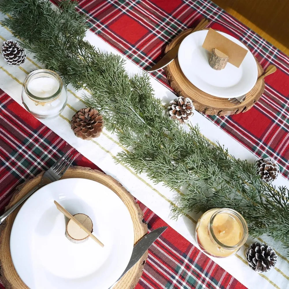 Christmas Artificial Cedar Pine Greenery - 5.2 Ft Cypress Garland for Home Holiday Decor Seasonal Wreath Mantel Banister Dinner