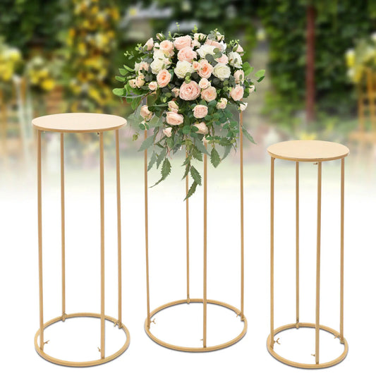 3 Pcs Flower Rack Vase Stand Prop Metal Art Geometric Column Wedding Party Decor