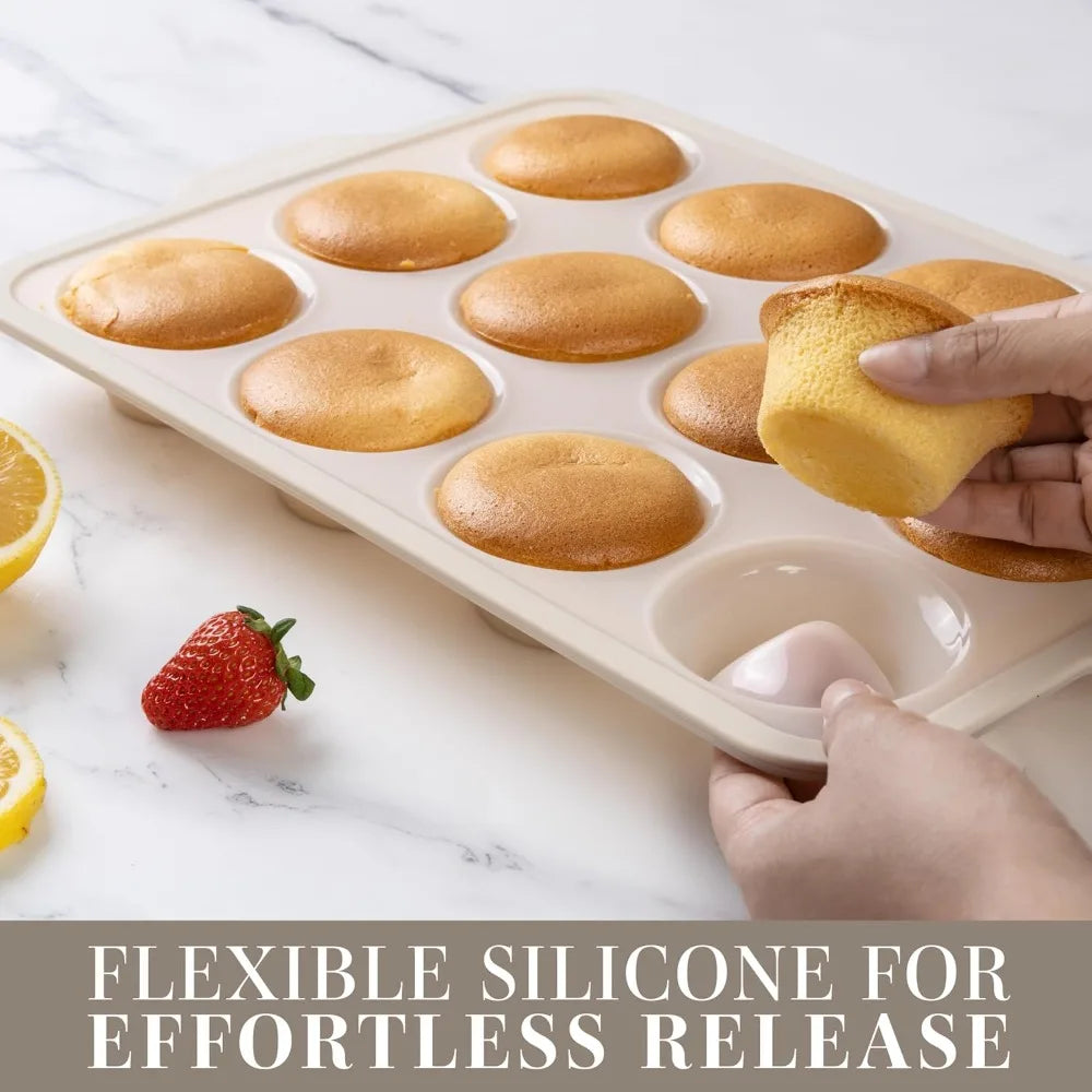 COOK WITH COLOR 17 Pc. Silicone Baking Pan Set - Non-Stick & Easy Clean Silicone Muffin Pans for Baking with Sturdy Metal Frame