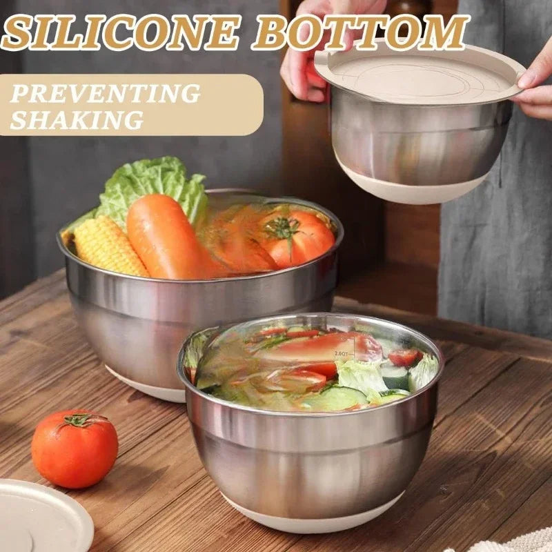 Good Home Furnishings Fast  delivery.Mixing Bowls with Airtight Lids Set, 26PCS Stainless Steel Khaki Bowls with Grater Attachme