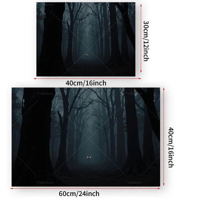 1pc Wall Tapestry Mystic Forest Tapestry - Dark Woods with Glowing Eyes, Spooky Night Scene Decor