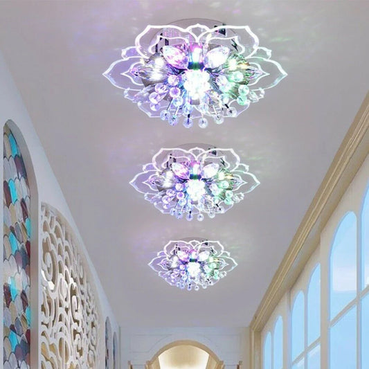 Crystal Chandeliers Lighting Fixtures Modern Flower Shape 9W LED Crystal Ceiling Lamp for Interior Hallway Living Room